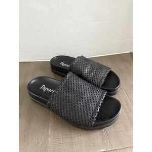 Papucei Black Mesh Sandals Slides - Size 39 New Without Box
